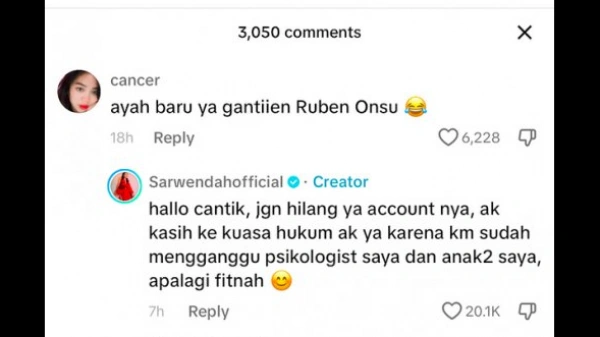 Tanggapan Sarwendah terhadap gosip netizen